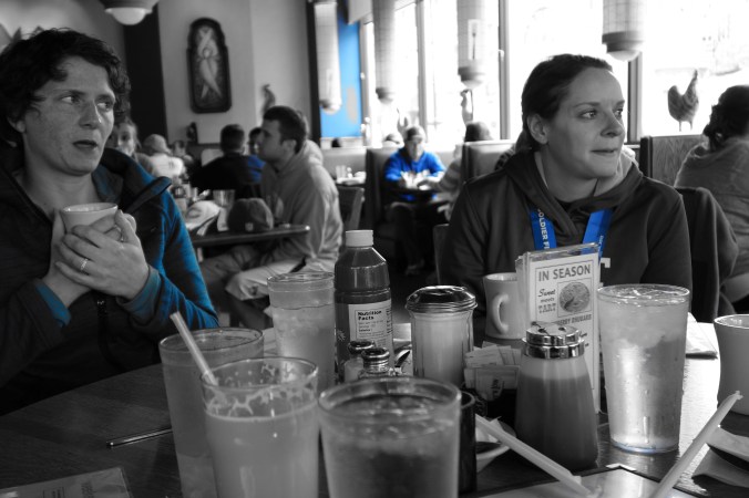 This camera setting spotlights the blue colors in a black-and-white photo.